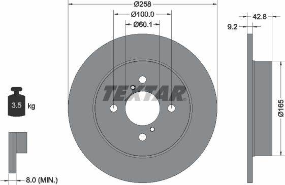 Textar 92227903 - Гальмівний диск avtolavka.club