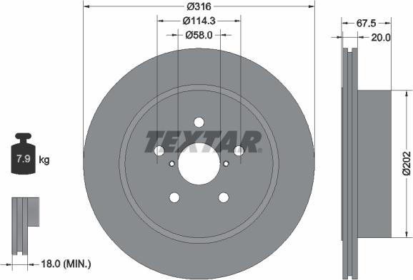 Textar 92227803 - Гальмівний диск avtolavka.club