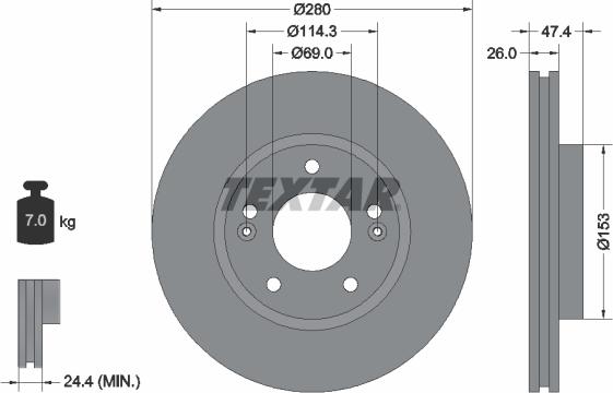 Textar 92271403 - Гальмівний диск avtolavka.club