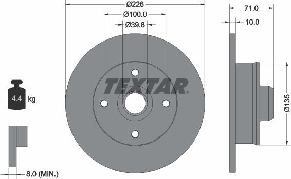 Textar 92041803 - Гальмівний диск avtolavka.club