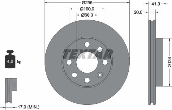 Textar 92029600 - Гальмівний диск avtolavka.club