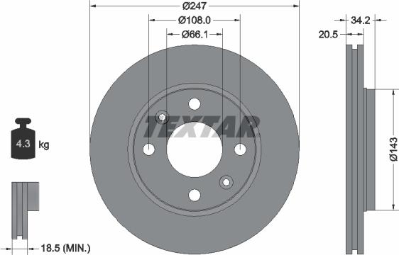 Textar 89010800 - Комплект гальм, дисковий гальмівний механізм avtolavka.club