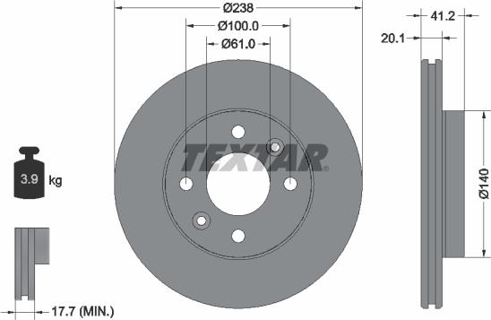 Textar 92036200 - Гальмівний диск avtolavka.club