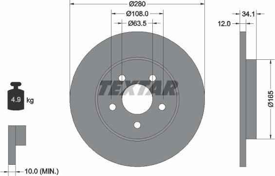 Textar 92109700 - Гальмівний диск avtolavka.club