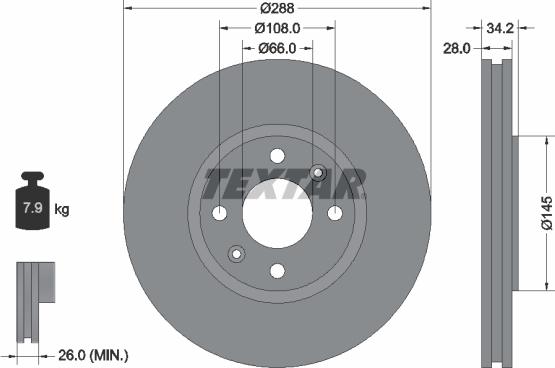 Textar 92107800 - Гальмівний диск avtolavka.club