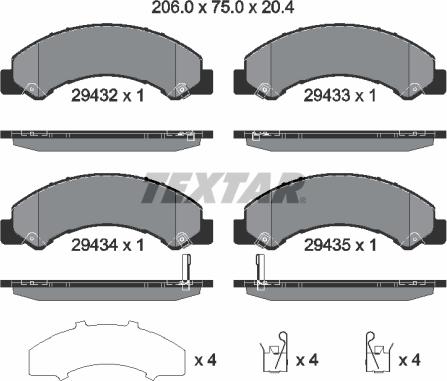 Textar 2943201 - Гальмівні колодки, дискові гальма avtolavka.club