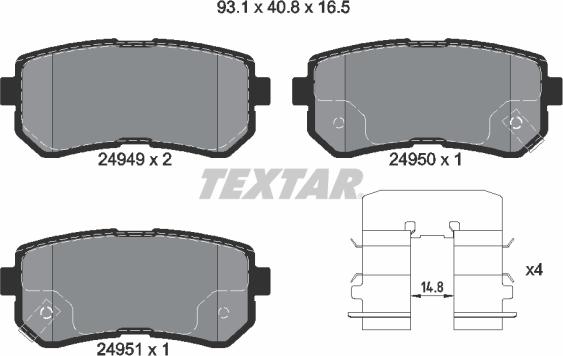 Textar 2494901 - Гальмівні колодки, дискові гальма avtolavka.club