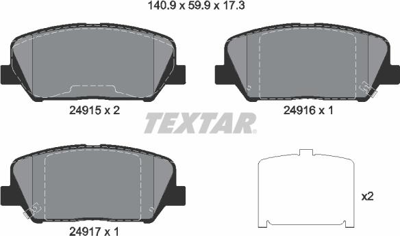 Textar 2491501 - Гальмівні колодки, дискові гальма avtolavka.club