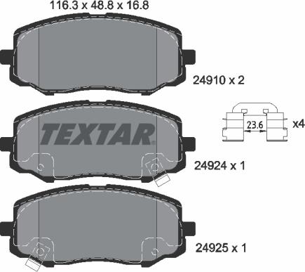 Textar 2491001 - Гальмівні колодки, дискові гальма avtolavka.club