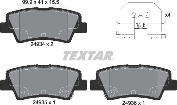 Textar 2493401 - Гальмівні колодки, дискові гальма avtolavka.club