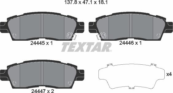 Textar 2444501 - Гальмівні колодки, дискові гальма avtolavka.club