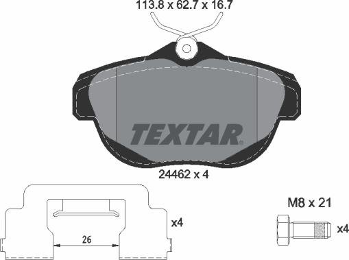 Textar 2446201 - Гальмівні колодки, дискові гальма avtolavka.club