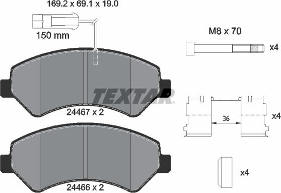 Textar 2446701 - Гальмівні колодки, дискові гальма avtolavka.club