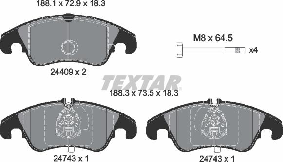 Textar 2440901 - Гальмівні колодки, дискові гальма avtolavka.club