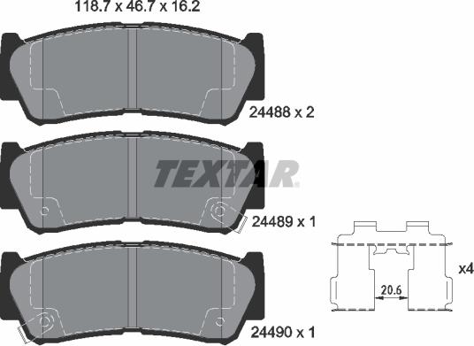 Textar 24 48 801 - Гальмівні колодки, дискові гальма avtolavka.club