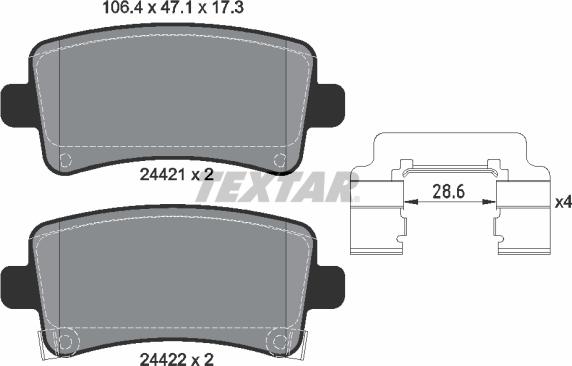 Textar 2442102 - Гальмівні колодки, дискові гальма avtolavka.club