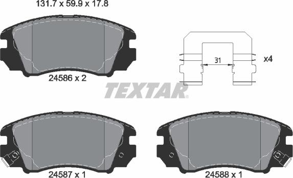 Textar 2458601 - Гальмівні колодки, дискові гальма avtolavka.club