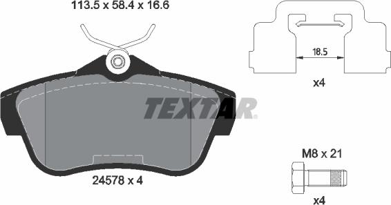 Textar 2457801 - Гальмівні колодки, дискові гальма avtolavka.club