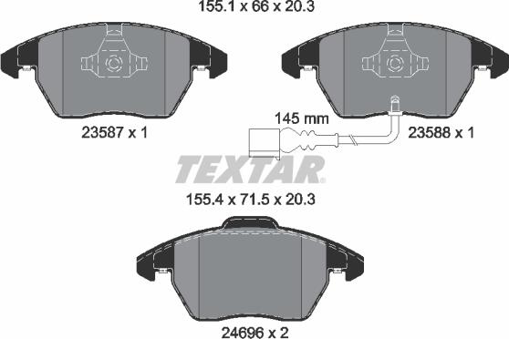 Textar 2469602 - Гальмівні колодки, дискові гальма avtolavka.club