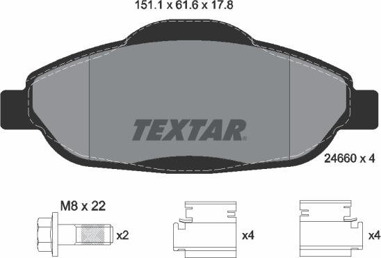 Textar 2466001 - Гальмівні колодки, дискові гальма avtolavka.club