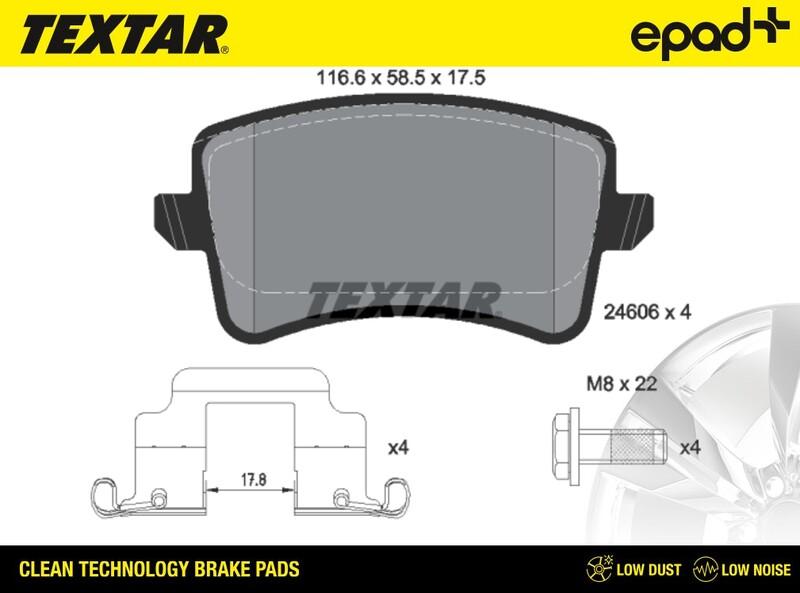 Textar 2460602CP - Гальмівні колодки, дискові гальма avtolavka.club