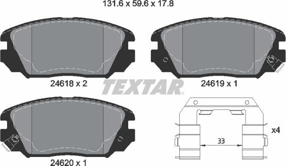 Textar 2461801 - Гальмівні колодки, дискові гальма avtolavka.club