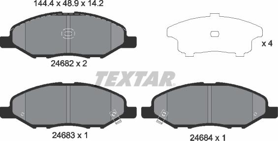 Textar 2468201 - Гальмівні колодки, дискові гальма avtolavka.club