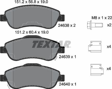 Textar 2463801 - Гальмівні колодки, дискові гальма avtolavka.club