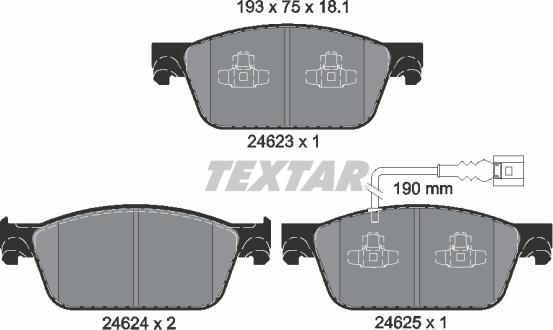 Textar 2462301 - Гальмівні колодки, дискові гальма avtolavka.club