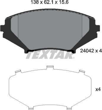 Textar 2404201 - Гальмівні колодки, дискові гальма avtolavka.club