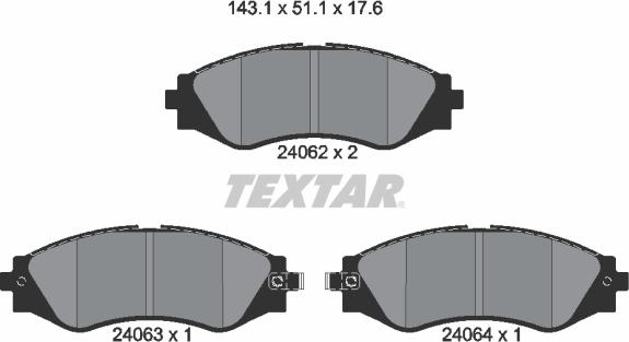 Textar 2406201 - Гальмівні колодки, дискові гальма avtolavka.club