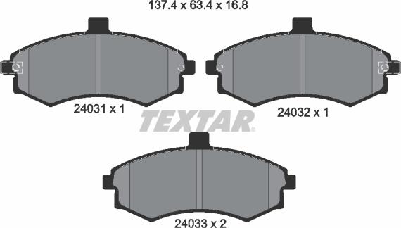 Textar 2403101 - Гальмівні колодки, дискові гальма avtolavka.club