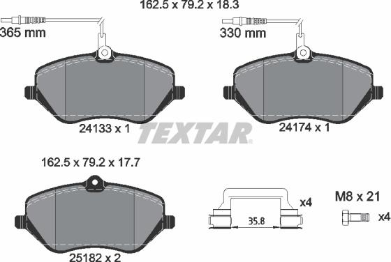 Textar 2413303 - Гальмівні колодки, дискові гальма avtolavka.club