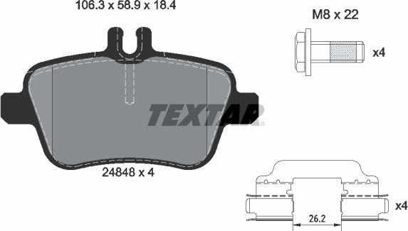 Textar 2484805 - Гальмівні колодки, дискові гальма avtolavka.club