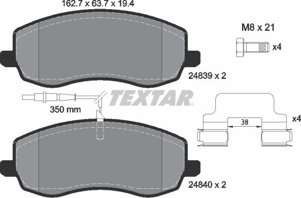 Textar 2483901 - Гальмівні колодки, дискові гальма avtolavka.club