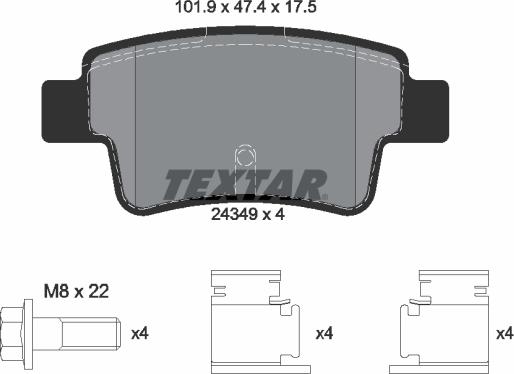 Textar 2434901 - Гальмівні колодки, дискові гальма avtolavka.club