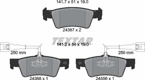 Textar 2436701 - Гальмівні колодки, дискові гальма avtolavka.club