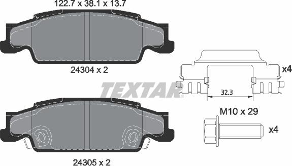 Textar 2430402 - Гальмівні колодки, дискові гальма avtolavka.club