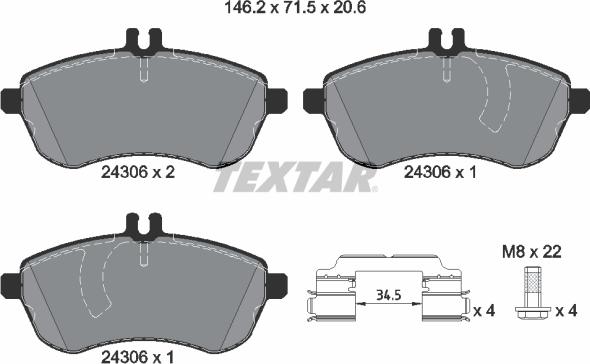 Textar 2430603 - Гальмівні колодки, дискові гальма avtolavka.club