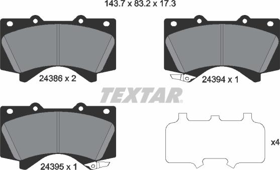 Textar 2438601 - Гальмівні колодки, дискові гальма avtolavka.club