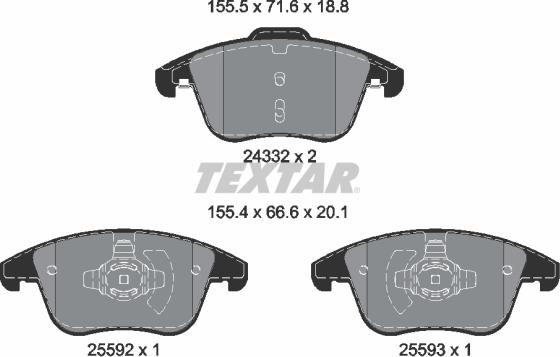 Textar 2433205 - Гальмівні колодки, дискові гальма avtolavka.club