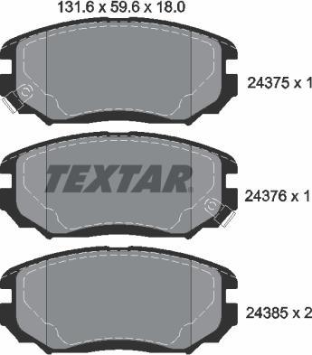 Textar 2437501 - Гальмівні колодки, дискові гальма avtolavka.club