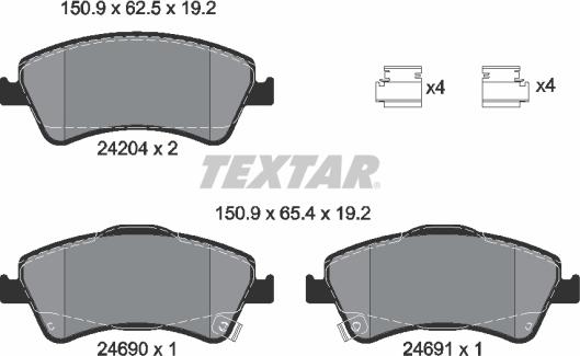 Textar 2420401 - Гальмівні колодки, дискові гальма avtolavka.club