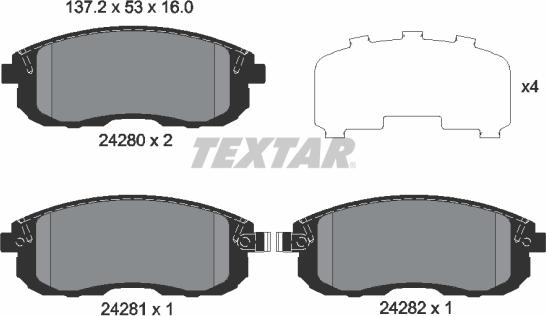 Textar 2428001 - Гальмівні колодки, дискові гальма avtolavka.club