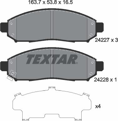 Textar 2422701 - Гальмівні колодки, дискові гальма avtolavka.club