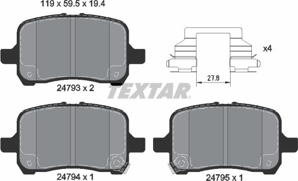 Textar 2479301 - Гальмівні колодки, дискові гальма avtolavka.club