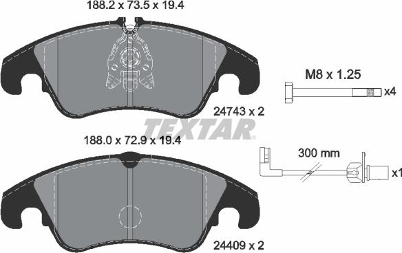 Textar 2474301 - Гальмівні колодки, дискові гальма avtolavka.club