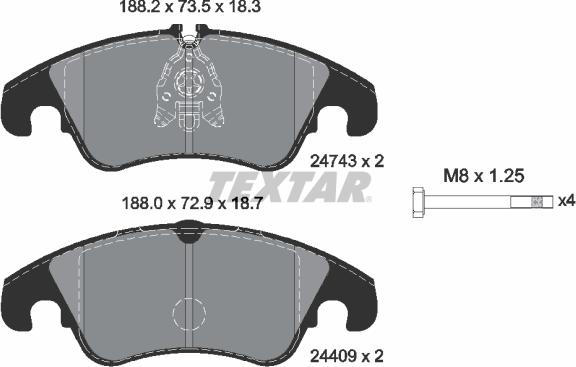 Textar 2474302 - Гальмівні колодки, дискові гальма avtolavka.club