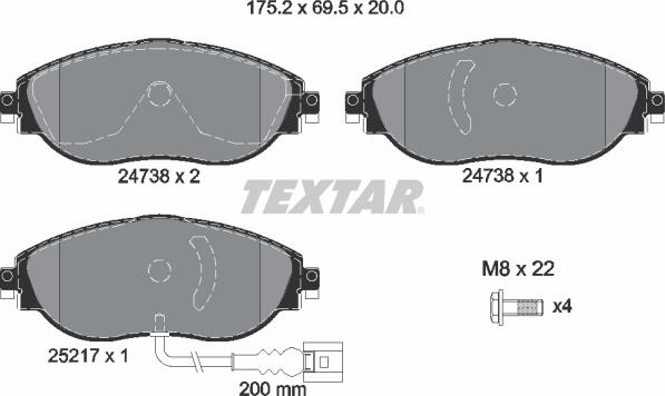 Textar 2473801 - Гальмівні колодки, дискові гальма avtolavka.club