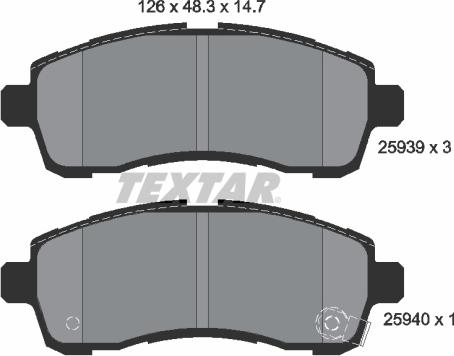 Textar 2593901 - Гальмівні колодки, дискові гальма avtolavka.club